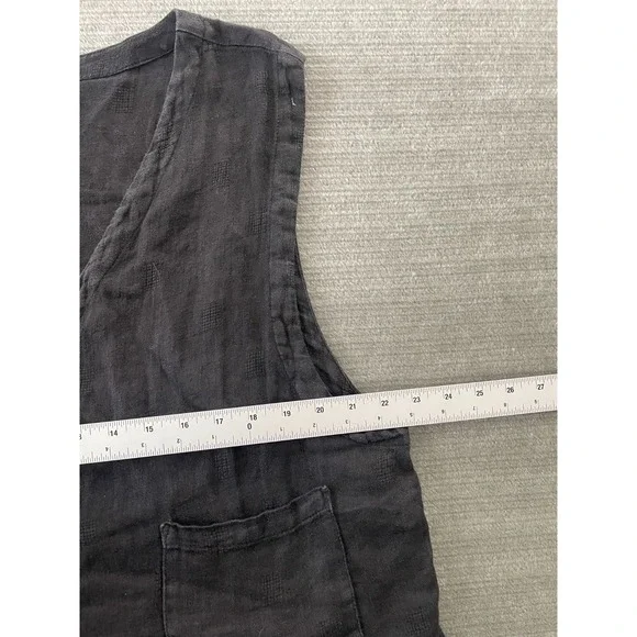 Cut Loose Tank Vest Women L Black 100% Linen Cropped Minimalist Lagenlook - Picture 5 of 9